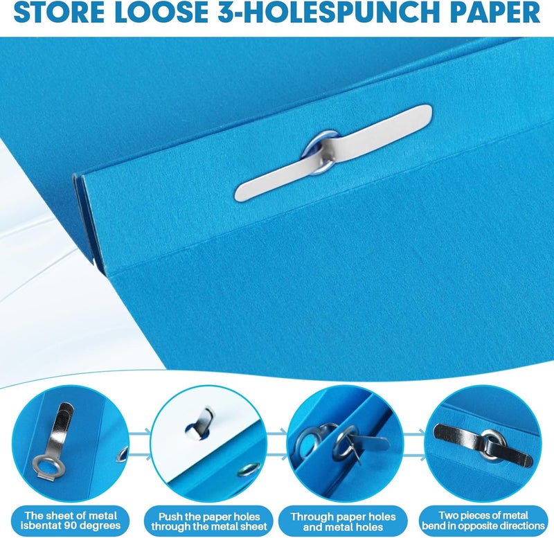 RAZCC Two Pocket Folders, 50 Pack Two Pocket Folders with Prongs, 3 Prong Folders Fit Letter Size Paper, Pocket File Folders for School Office Home Business, Blue - Image 4